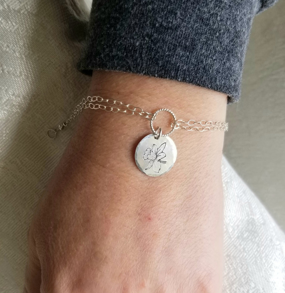 Custom Hand Engraved Flower Charm Bracelets – Fabulous Creations Jewelry
